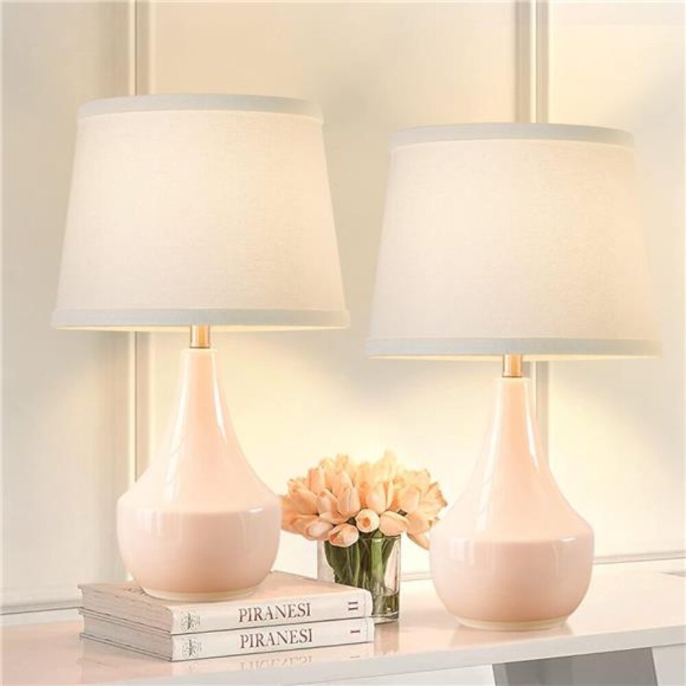 Table Lamp Set of 2, 18.63” Ceramic Table Lamp Classic Beside Lamps